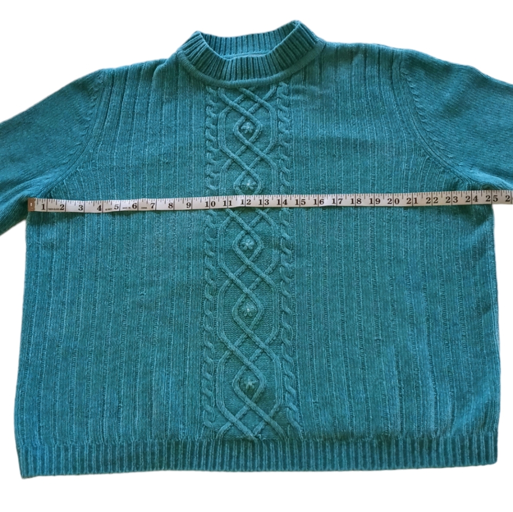 Alfred Dunner Women's Long Sleeve Pastel Turquoise Knit Sweater Size XL - Picture 3 of 5